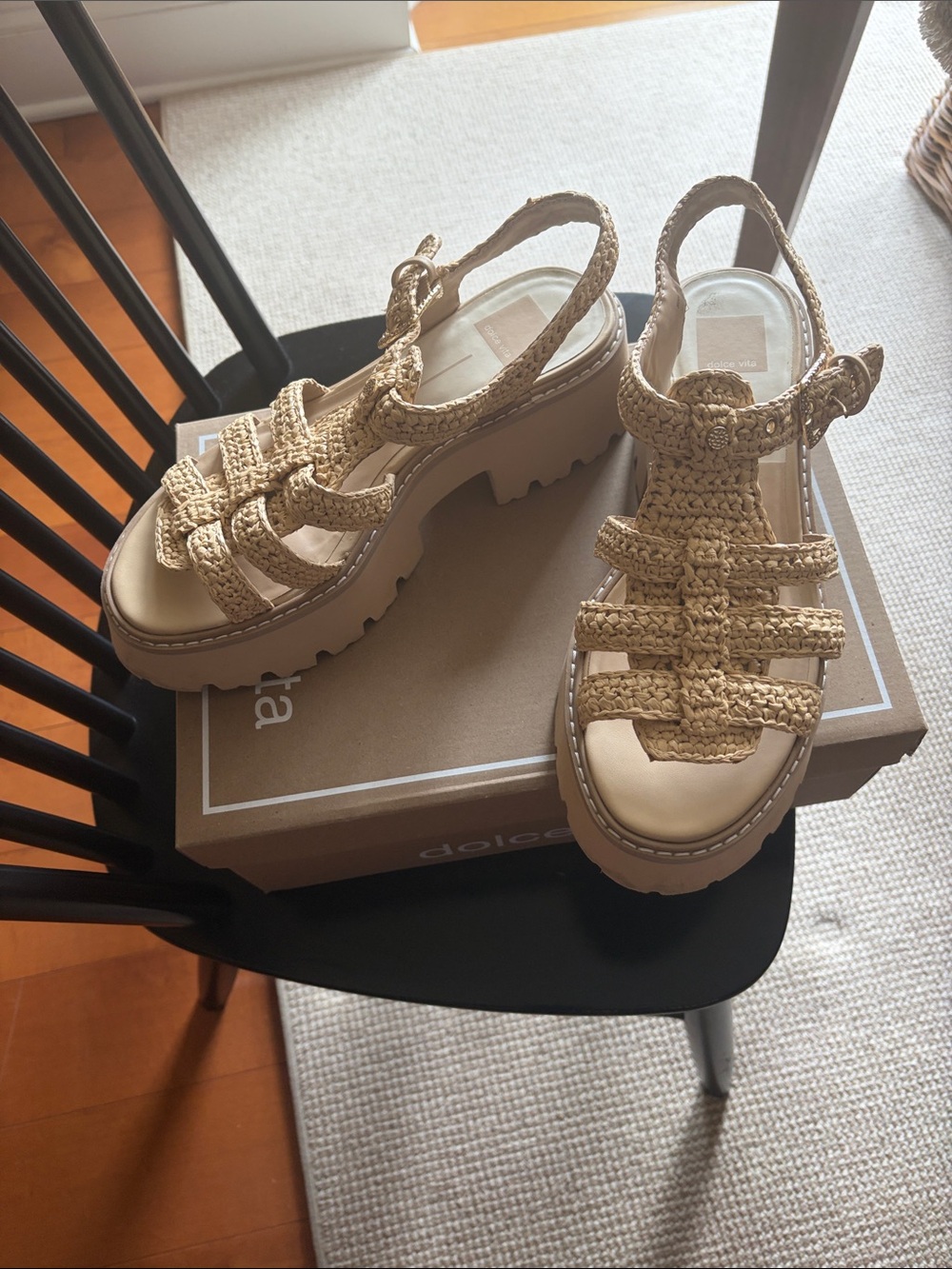 Dolce Vita Tan Woven Platform Slingback Sandals